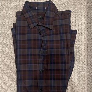 Paul Smith Men's Checkered Shirt in Purple and Brown